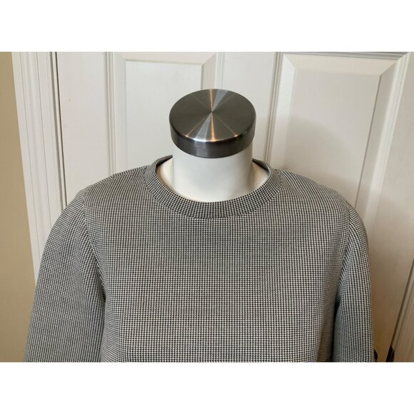 Akris Punto Black White Houndstooth Long Sleeve Rear Zip Top, Size 12 - Picture 2 of 6